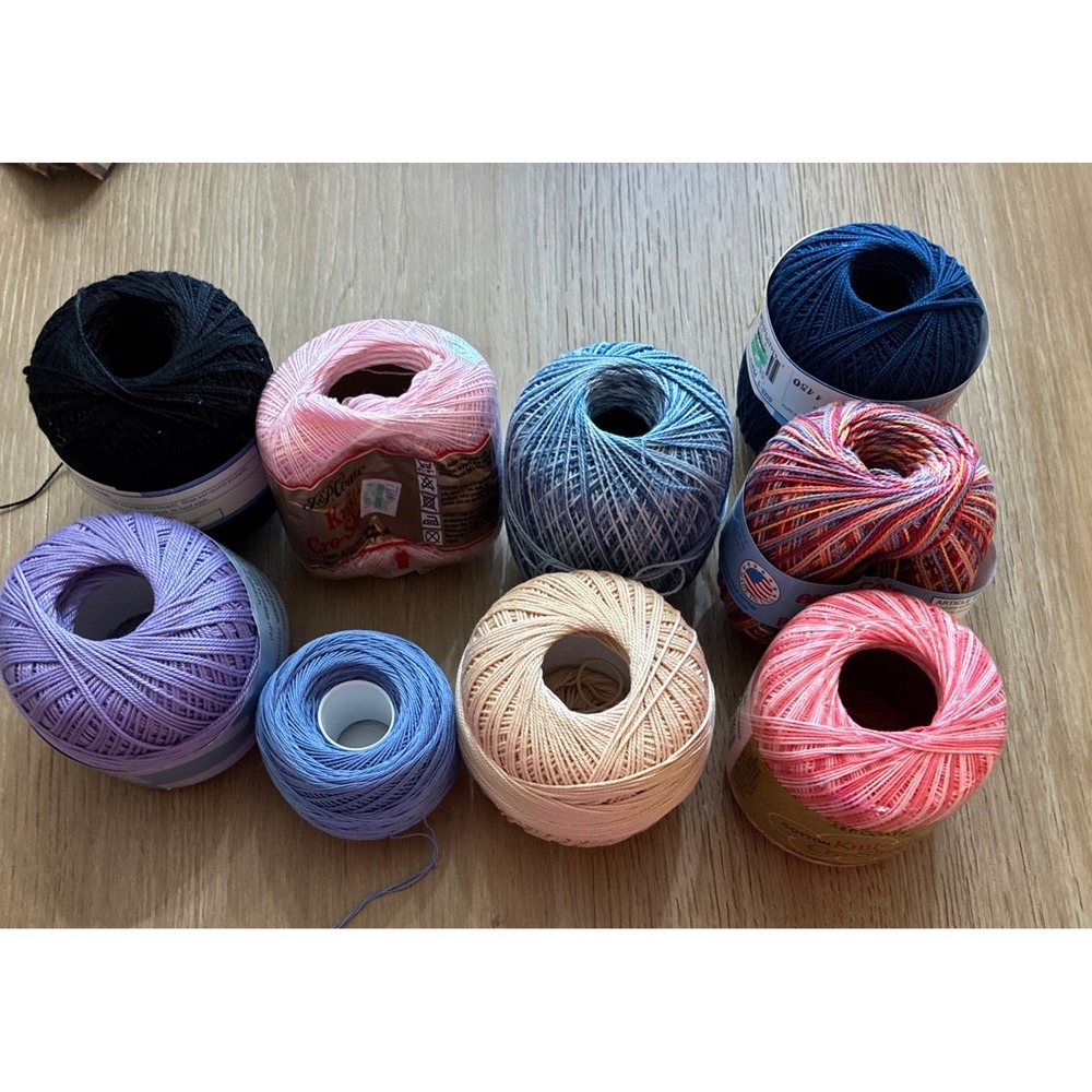 Lot Of 9 Assorted Embroidery Crochet Thread JP Coats Annie's America's Best DMC